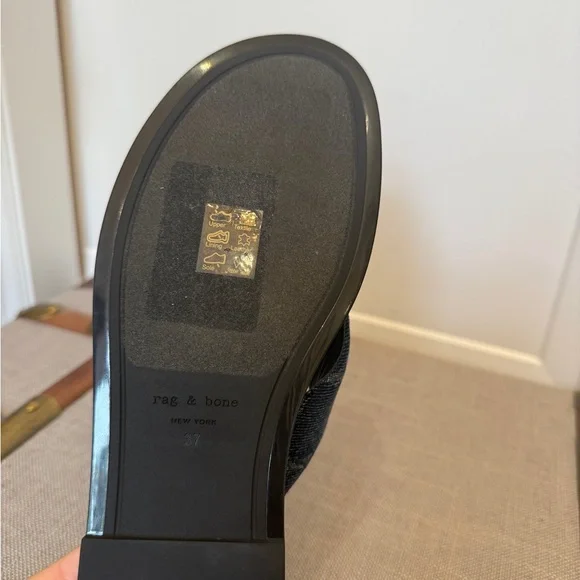 NWOB Rag & Bone Geo Cross-Strap Denim Sandals 37 retail $238 - Picture 5 of 6